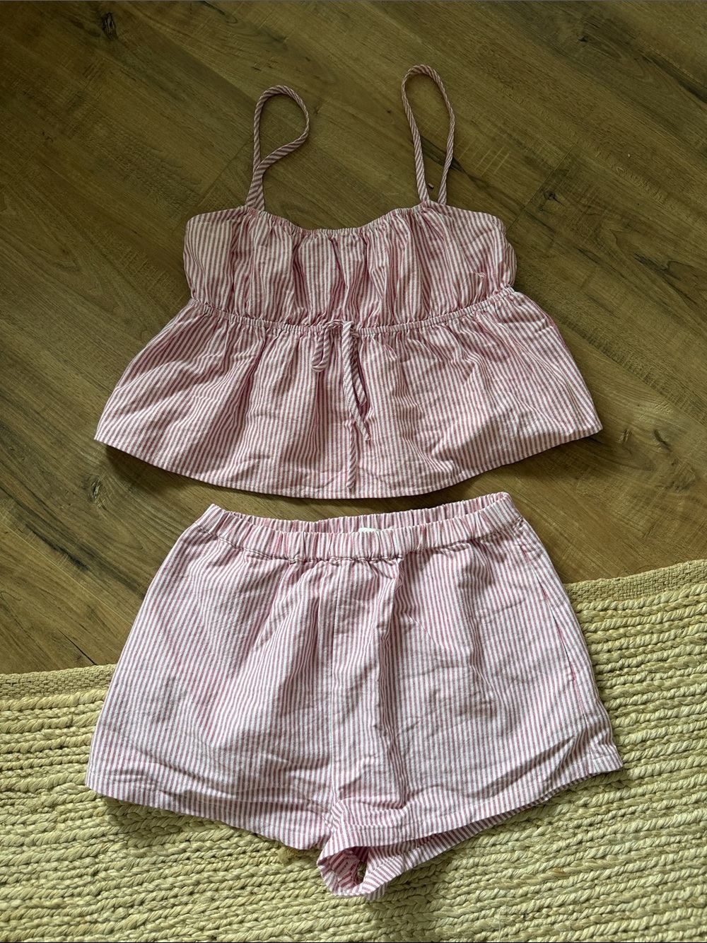 Striped Pink Two-Piece Striped Set